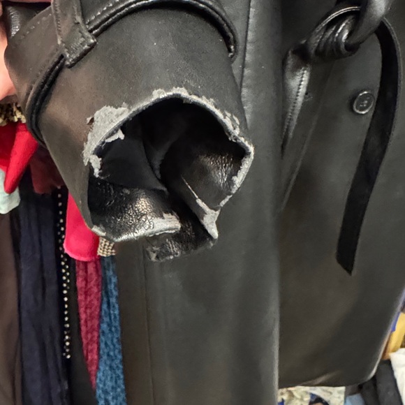 Aritzia Black Leather Trench Coat - Picture 4 of 6